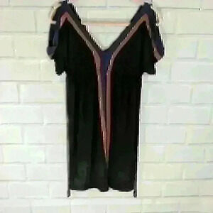 Ella Moss Knit Colorblocked Cold Shoulder Dress